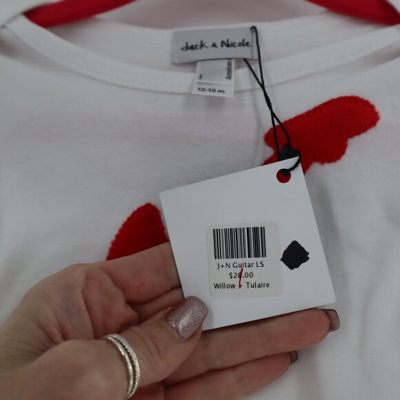 Jack & Nicole Guitar Tee Baby 12-18M White Normcore Relaxed Casual Playful NWT - Picture 5 of 7